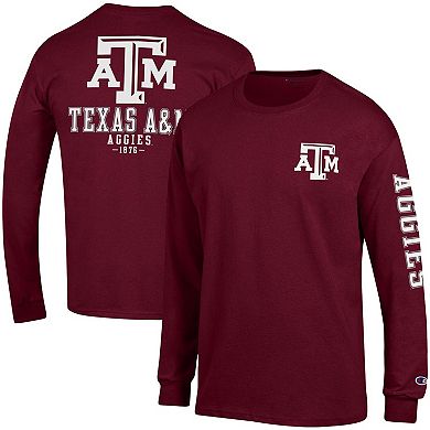 Men's Champion Maroon Texas A&M Aggies Team Stack Long Sleeve T-Shirt