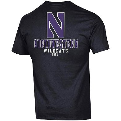 Men's Champion Black Northwestern Wildcats Stack 2-Hit T-Shirt