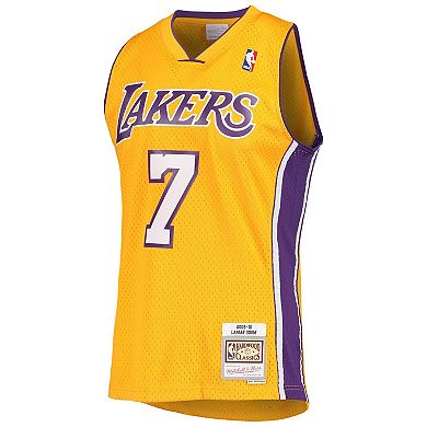 Men's Mitchell & Ness Lamar Odom Gold Los Angeles Lakers 2001/02 Hardwood Classics Swingman Jersey