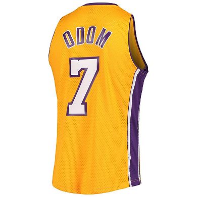 Men's Mitchell & Ness Lamar Odom Gold Los Angeles Lakers 2001/02 Hardwood Classics Swingman Jersey