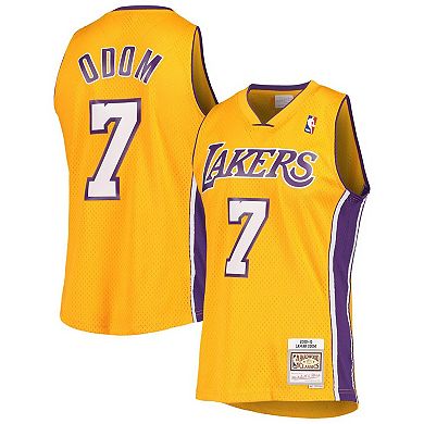 Men's Mitchell & Ness Lamar Odom Gold Los Angeles Lakers 2001/02 Hardwood Classics Swingman Jersey