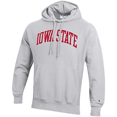 Men's Champion Heathered Gray Iowa State Cyclones Team Arch Reverse Weave Pullover Hoodie