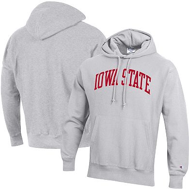 Men's Champion Heathered Gray Iowa State Cyclones Team Arch Reverse Weave Pullover Hoodie