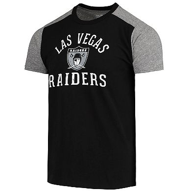 Men's Majestic Threads Black/Heathered Gray Las Vegas Raiders Gridiron Classics Field Goal Slub T-Shirt