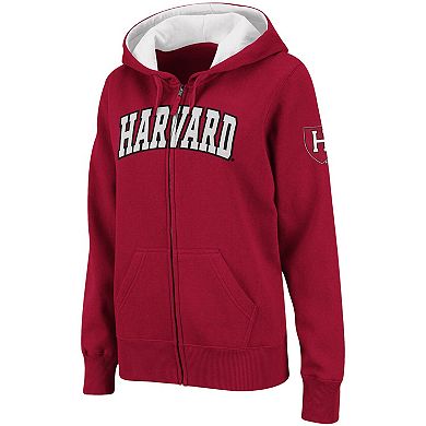 Women's Crimson Harvard Crimson Arched Name Full-Zip Hoodie