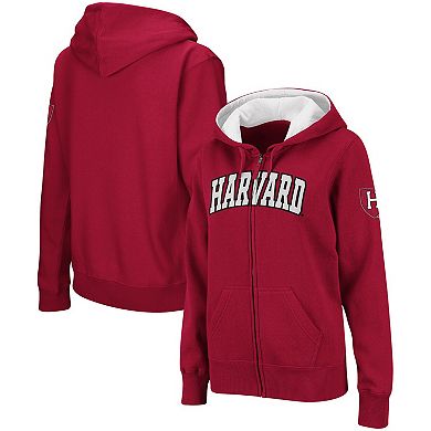 Women's Crimson Harvard Crimson Arched Name Full-Zip Hoodie