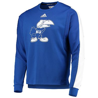 Men's adidas Royal Kansas Jayhawks Sideline Reverse Retro AEROREADY Pullover Sweatshirt
