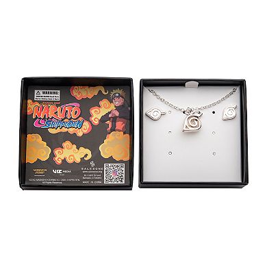 Naruto Shippuden Leaf Village Symbol Pendant Necklace & Earrings Set