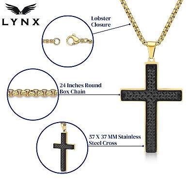 LYNX Men's Two-Tone Ion-Plated Stainless Steel Cross Pendant Necklace