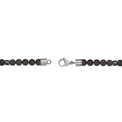 LYNX Men's Stainless Steel & Bronzite Skull Bracelet