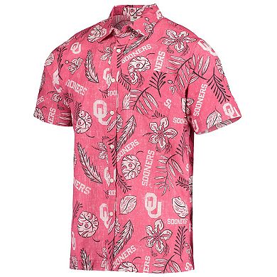 Men's Wes & Willy Crimson Oklahoma Sooners Vintage Floral Button-Up Shirt