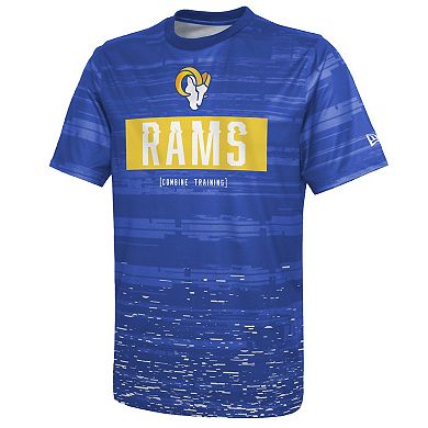Men's New Era Royal Los Angeles Rams Combine Authentic Sweep T-Shirt