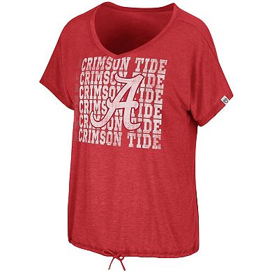 Women's Colosseum Heathered Crimson Alabama Crimson Tide Fifth Sense Drawcord V-Neck T-Shirt