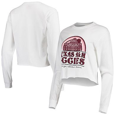 Women's White Texas A&M Aggies Retro Campus Crop Long Sleeve T-Shirt