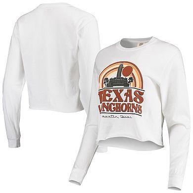 Women's White Texas Longhorns Retro Campus Crop Long Sleeve T-Shirt
