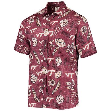 Men's Wes & Willy Maroon Virginia Tech Hokies Vintage Floral Button-Up Shirt