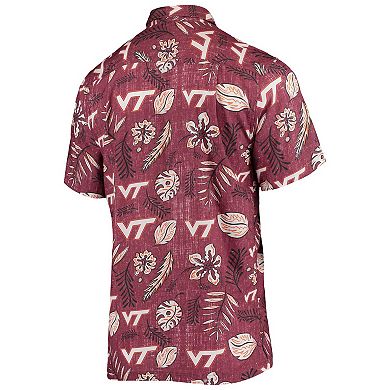 Men's Wes & Willy Maroon Virginia Tech Hokies Vintage Floral Button-Up Shirt