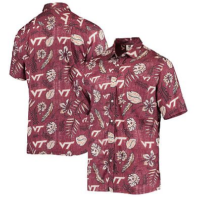 Men's Wes & Willy Maroon Virginia Tech Hokies Vintage Floral Button-Up Shirt