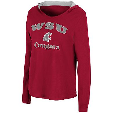 Women's Colosseum Crimson Washington State Cougars Catalina Hoodie Long Sleeve T-Shirt