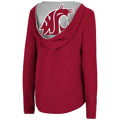Women's Colosseum Crimson Washington State Cougars Catalina Hoodie Long Sleeve T-Shirt