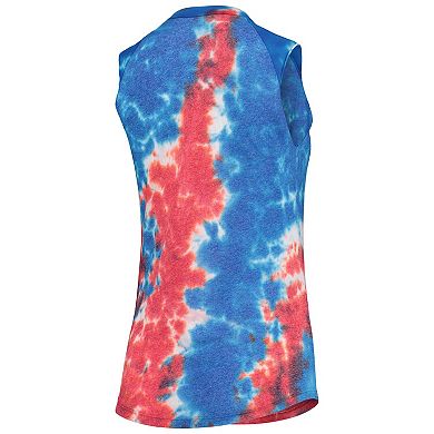 Women's Majestic Threads Red/Blue Colorado Rockies Tie-Dye Tri-Blend Muscle Tank Top
