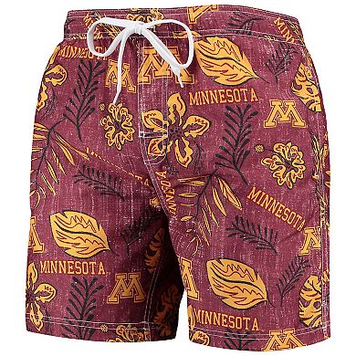 Men's Wes & Willy Maroon Minnesota Golden Gophers Vintage Floral Swim Trunks