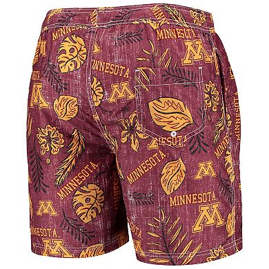 Men's Wes & Willy Maroon Minnesota Golden Gophers Vintage Floral Swim Trunks