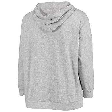 Women's Fanatics Branded Heathered Gray Los Angeles Chargers Plus Size Lace-Up Pullover Hoodie