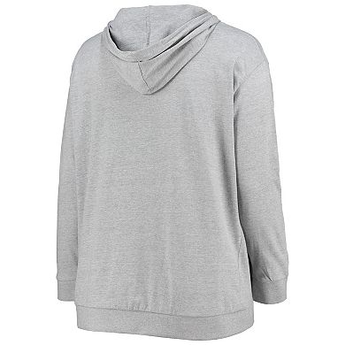 Women's Fanatics Branded Heathered Gray Miami Dolphins Plus Size Lace-Up Pullover Hoodie