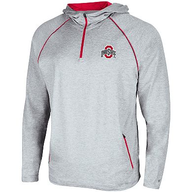 Men's Colosseum Heathered Gray Ohio State Buckeyes Timeline Raglan Quarter-Zip Hoodie