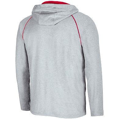 Men's Colosseum Heathered Gray Ohio State Buckeyes Timeline Raglan Quarter-Zip Hoodie