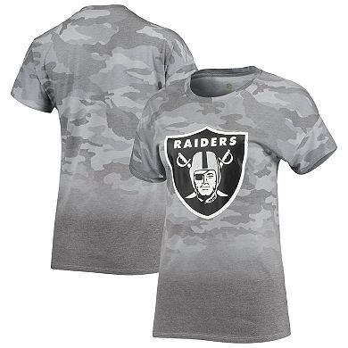 Juniors Gray/Black Las Vegas Raiders Beth Camo Dip-Dye T-Shirt