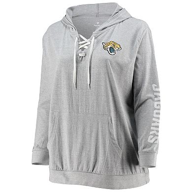 Women's Fanatics Branded Heathered Gray Jacksonville Jaguars Plus Size Lace-Up Pullover Hoodie