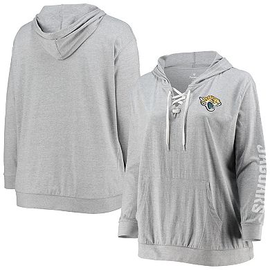 Women's Fanatics Branded Heathered Gray Jacksonville Jaguars Plus Size Lace-Up Pullover Hoodie