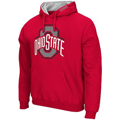 Men's Colosseum Scarlet Ohio State Buckeyes Arch and Logo Pullover Hoodie