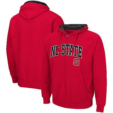 Men's Colosseum Red NC State Wolfpack Arch & Logo 3.0 Full-Zip Hoodie