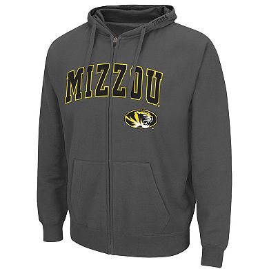 Men's Colosseum Charcoal Missouri Tigers Arch & Logo 3.0 Full-Zip Hoodie