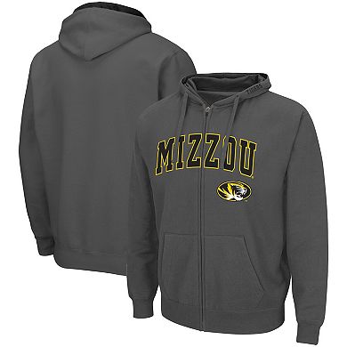 Men's Colosseum Charcoal Missouri Tigers Arch & Logo 3.0 Full-Zip Hoodie