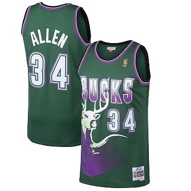 Men's Mitchell & Ness Ray Allen Kelly Green Milwaukee Bucks Hardwood Classics Swingman Jersey