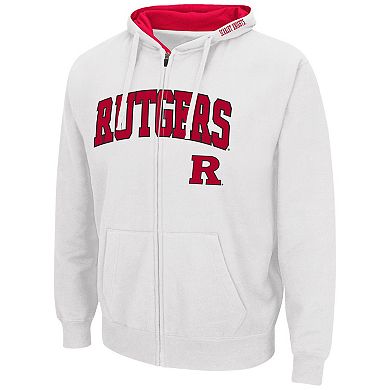 Men's Colosseum White Rutgers Scarlet Knights Arch & Logo 3.0 Full-Zip Hoodie