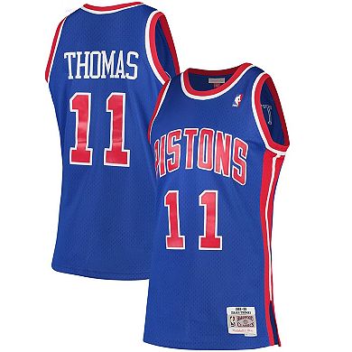 Men's Mitchell & Ness Isiah Thomas Blue Detroit Pistons Hardwood Classics Swingman Jersey