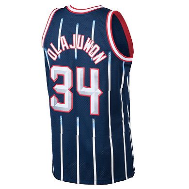 Men's Mitchell & Ness Hakeem Olajuwon Navy Houston Rockets Hardwood Classics Swingman Jersey