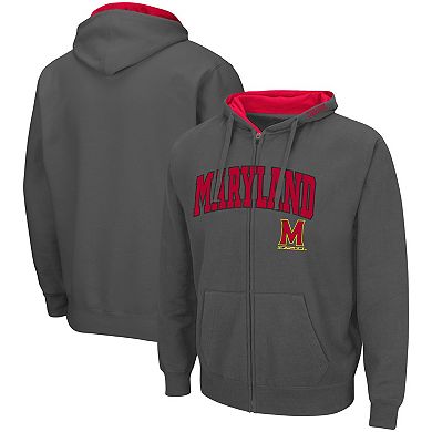 Men's Colosseum Charcoal Maryland Terrapins Arch & Logo 3.0 Full-Zip Hoodie