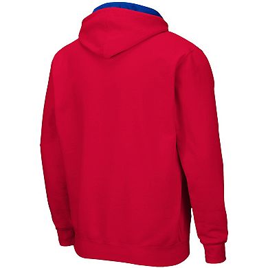 Men's Colosseum Red Kansas Jayhawks Arch & Logo 3.0 Full-Zip Hoodie