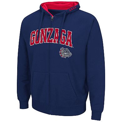 Men's Colosseum Navy Gonzaga Bulldogs Arch & Logo 3.0 Full-Zip Hoodie