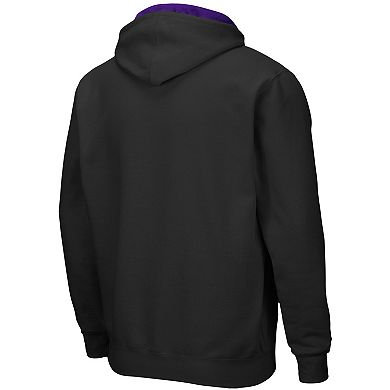 Men's Colosseum Black Washington Huskies Arch & Logo 3.0 Full-Zip Hoodie