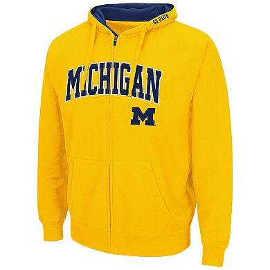 Men's Colosseum Maize Michigan Wolverines Arch & Logo 3.0 Full-Zip Hoodie