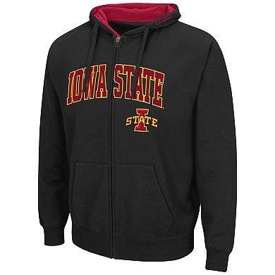 Men's Colosseum Black Iowa State Cyclones Arch & Logo 3.0 Full-Zip Hoodie