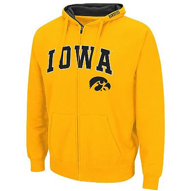 Men's Colosseum Gold Iowa Hawkeyes Arch & Logo 3.0 Full-Zip Hoodie