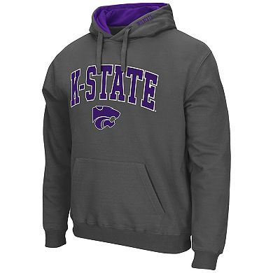 Men's Colosseum Charcoal Kansas State Wildcats Arch & Logo 3.0 Pullover Hoodie